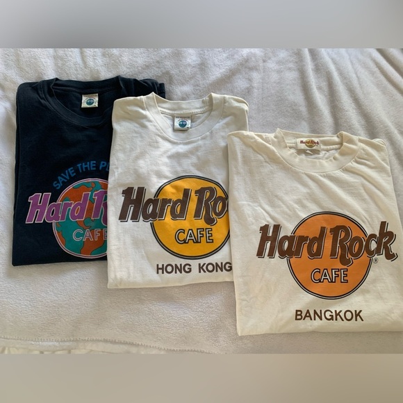 Hard Rock Cafe Tops - Hard Rock Cafe Real Vintage 3 100% Cotton T-shirts Bangkok Hong Kong Kowloon XL